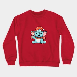 Cute Elephant on Christmas Crewneck Sweatshirt